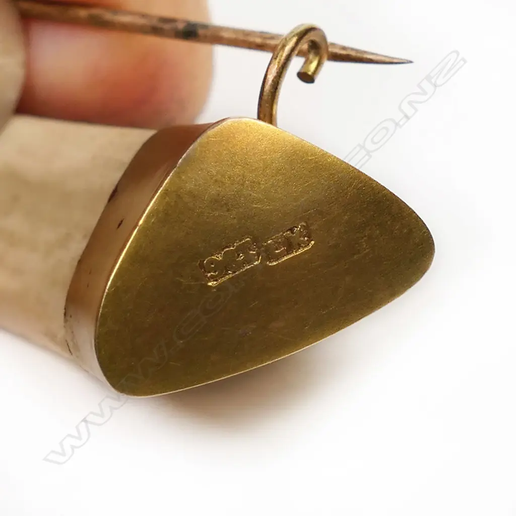 Louis Kerr (Nelson) 9ct gold mounted small tusk brooch, Image 1++